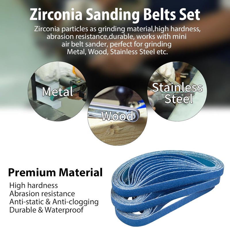 SHUTTLE GENIUS 30 Pcs 1/2" x 18" Zirconia Sanding Belts, 40 Grit 1/2x18 Inch Sanding Belts for Air Belt Sander, Zirconia Belt Sander Sanding Belts for Metal Polishing, Derusting (1/2x18in, 40 Grit) - Image 5